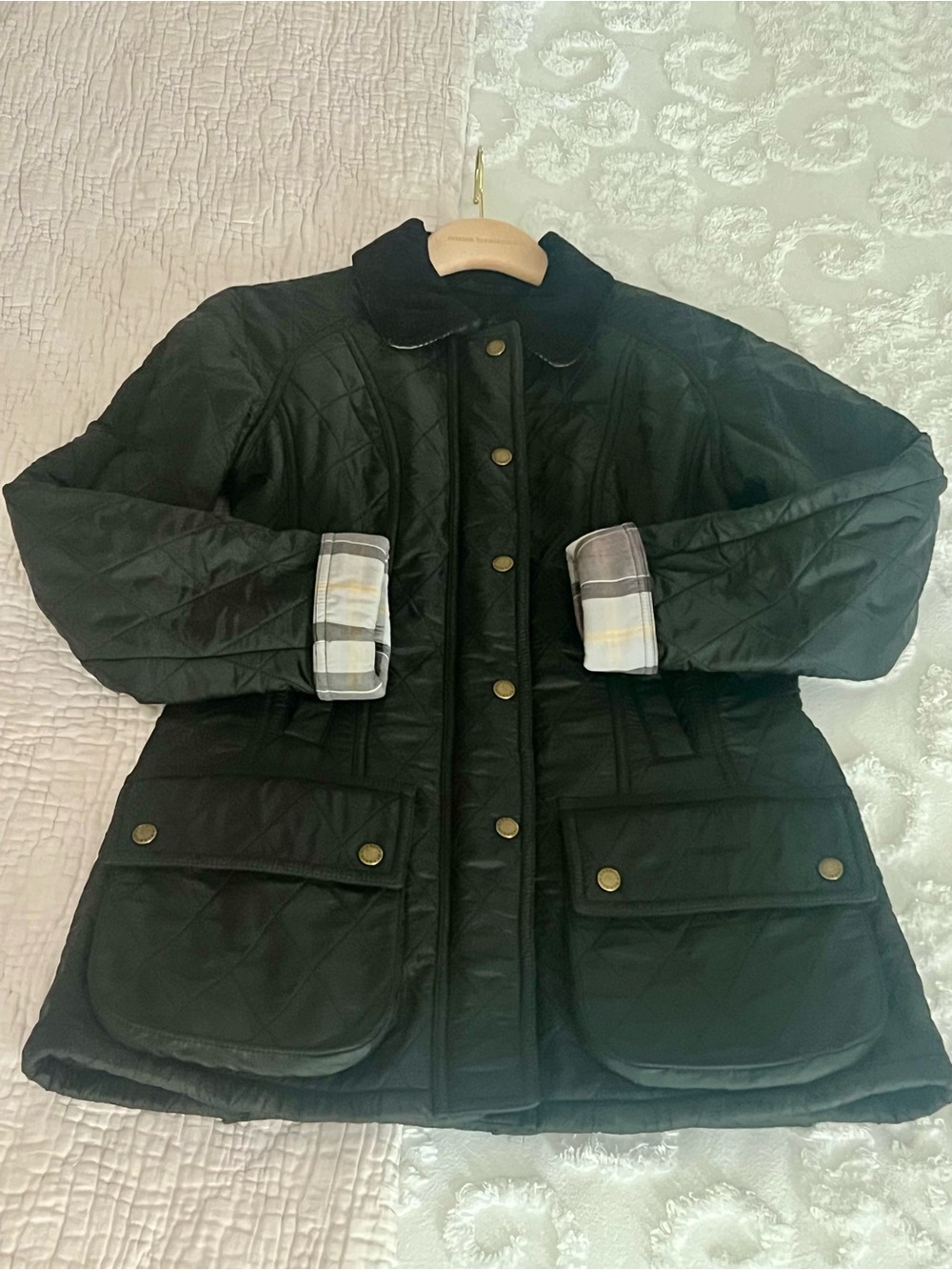 Barbour Black Beadnell Quilted Jacket with Cord Collar - Picture 4 of 5